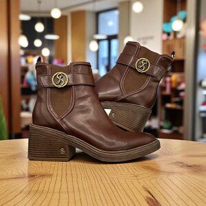 Sam & Libby Natalia Ankle Boots – Chestnut Brown Vegan Leather - Size 10M